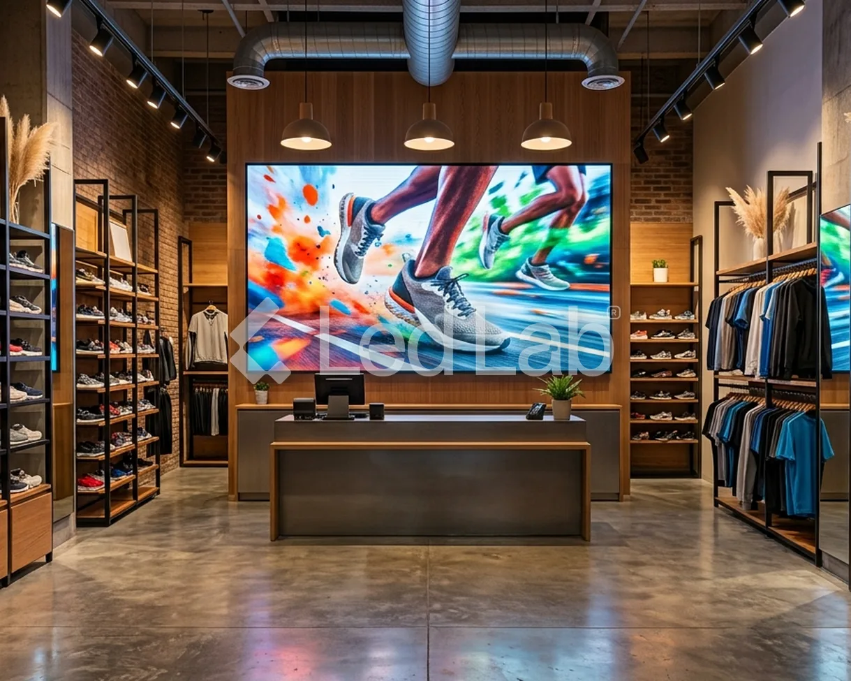 Tienda: Pantalla en la pared de exhibición